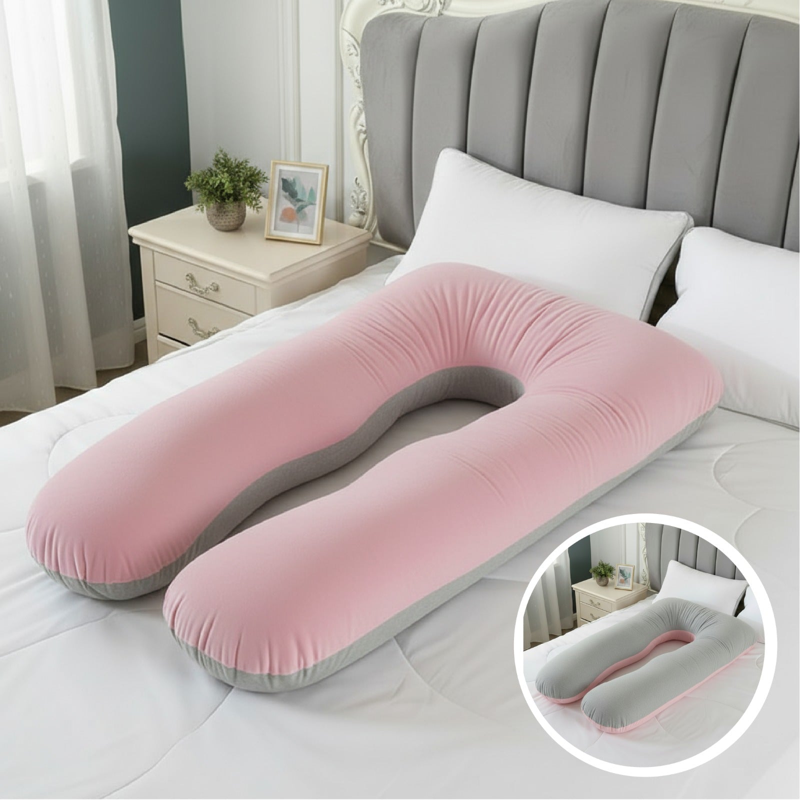 Almohada Tipo U para Embarazo y Lactancia – Combinada y Ergonómica