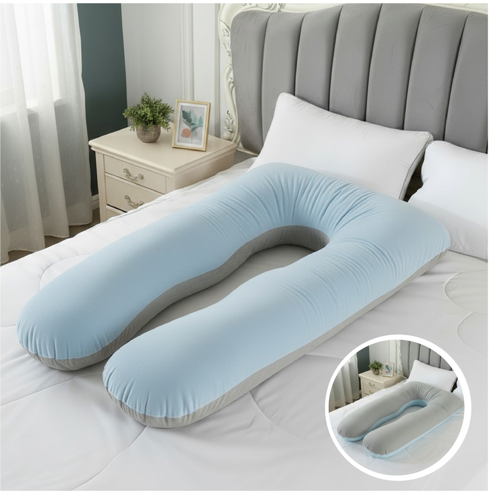 Almohada Tipo U para Embarazo y Lactancia – Combinada y Ergonómica