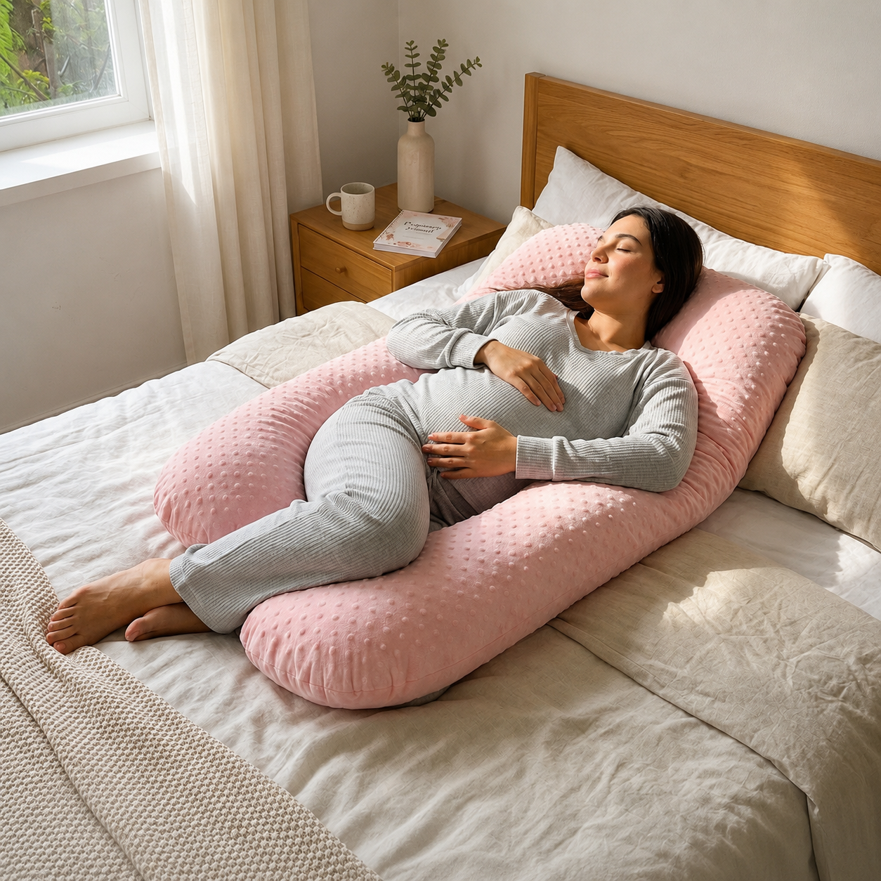 Almohada Abrazo Materno U – El abrazo que tu cuerpo necesita para dormir sin dolor.