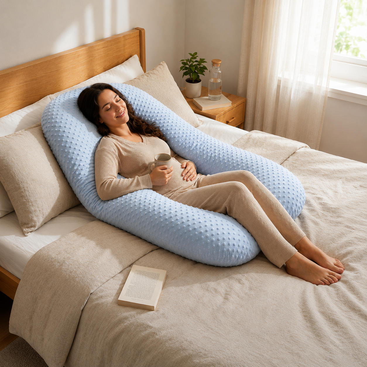 Almohada Abrazo Materno U – El abrazo que tu cuerpo necesita para dormir sin dolor.